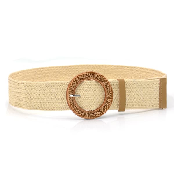 2 stk. kvinners halmvevde elastiske stretch midjebelte skinny dre