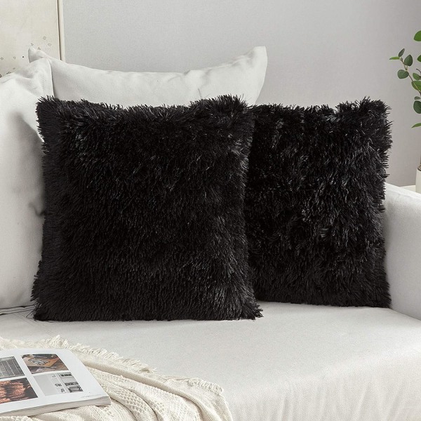 2 pack Faux Fur Cushion Covers Fluffy Throw Pillow Case Soft Deco