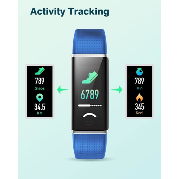 Blå Smartklokke Kvinner Menn Smart Armbånd Skritteller Gå Sportsklokke Pulsmonitor