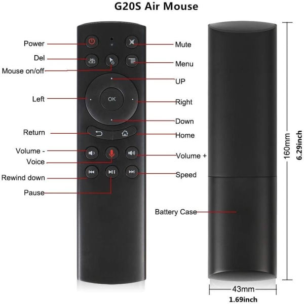 G20S stemmefjernbetjening, 2,4G trådløs stemmestyring Sensing Ai