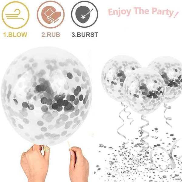 Hopeapallot, 60 kpl Konfettipalloja Hopea Helium-Palloja, Metalli