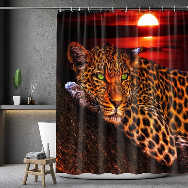 4 stk. Måne Leopard Cheetah Bruseforhængssæt 70,8x70,8 Tommer, Ba