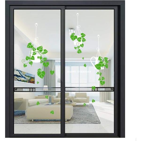 2 stk dobbeltsidige vindus- og veggklistremerker Grønne planter Remo