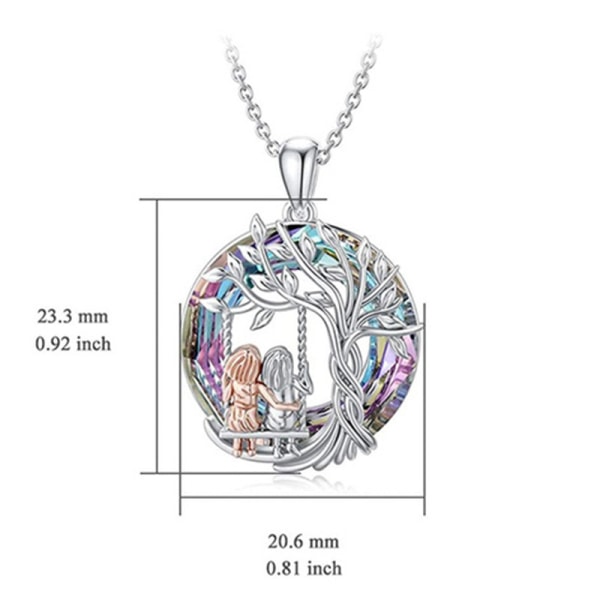 Hollow Tree of Life Sister Flower Halskjede Multicolor Crystal Pe