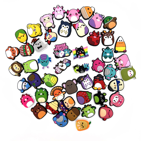 Sko Charms 50 stk plysj leketøy squishmallow hull sko blomst sko spenner myk PVC hagesko dekorative spenne