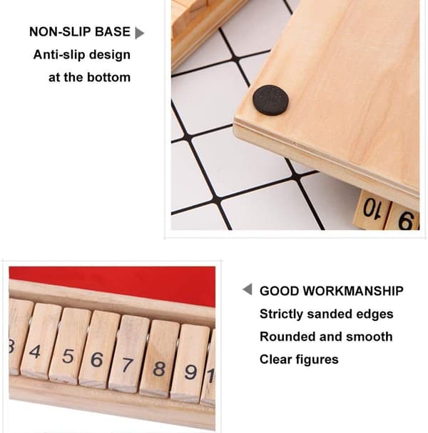 Knowing Wooden Closed Box Game, Shut The Box Game, 4 Player Digit
