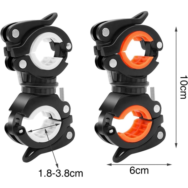 Sykkellysbrakett, 2 stk sykkellyktbrakett 360 graders dreibar universell sykkellyktbrakett for terrengsykkel og sykkel-LED-lysholder, actionkamera, GPS og andre