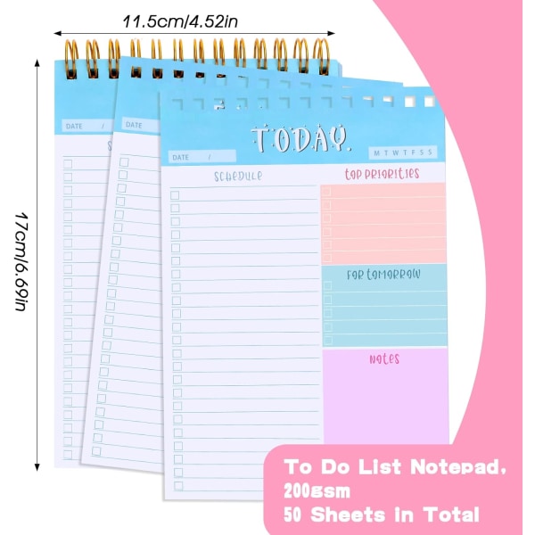 Daglig To Do List Notesblok, 200gsm tyk Daily Planner Notesblok til D