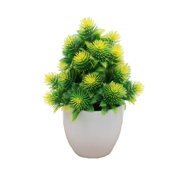 Kunstige planter, Mini falske plante Topiary Blomster Græs Pine Pot