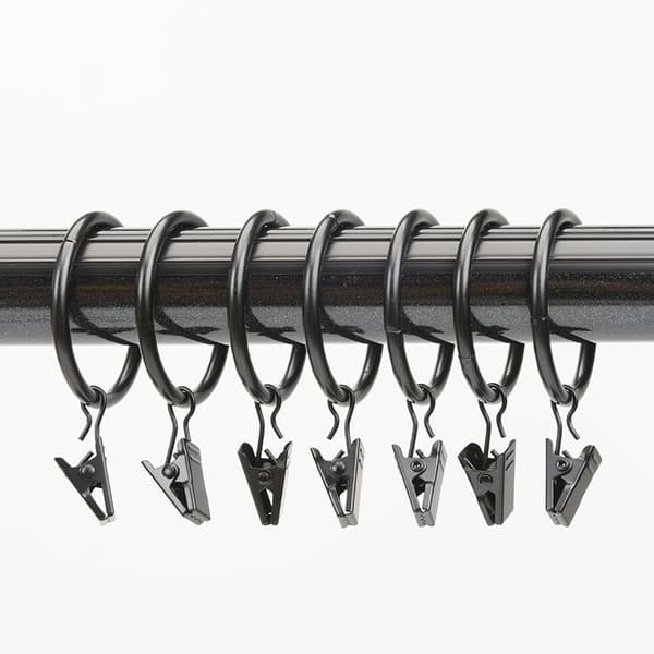 Basics4-cm gardinklipsring, sett med 7, svart