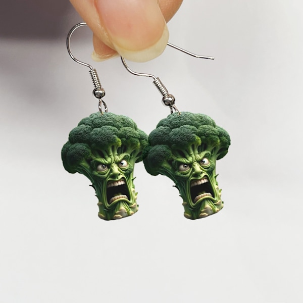 Söta och roliga lätta akryl Vivid Broccoli hängande örhängen