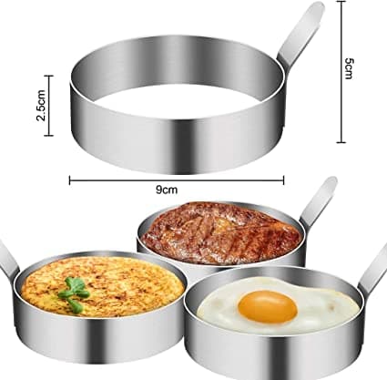 1 pakke eggering, eggformring 3,5 tommers non-stick rustfritt stål