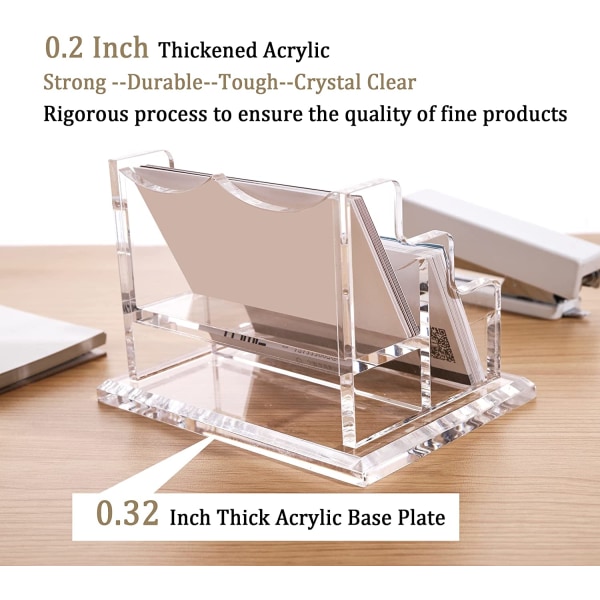 Visitkortshållare för skrivbord 2 nivåer 2 fack, transparent akryl