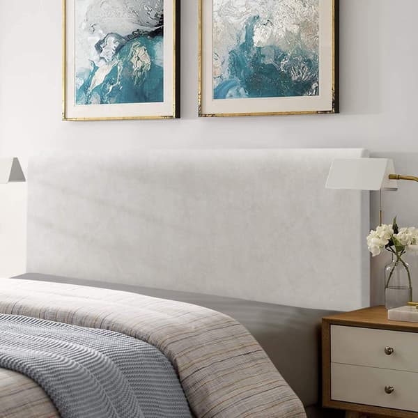 Sänggavelöverdrag, Vit 150-170 cm, Elastiskt sänggavelsskydd, allomfattande design enfärgad elastisk prot