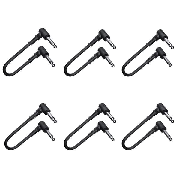 6 st 15 cm Gitarr Patchkabel, Brusfritt och Långvarigt Gitarrpedal Kabel, Rätt Vinkel Pedalbräda Kablar, Svart