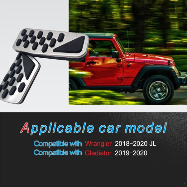 Sklisikre fotpedalputer kompatible med Wrangler JL 2018-up/Gla