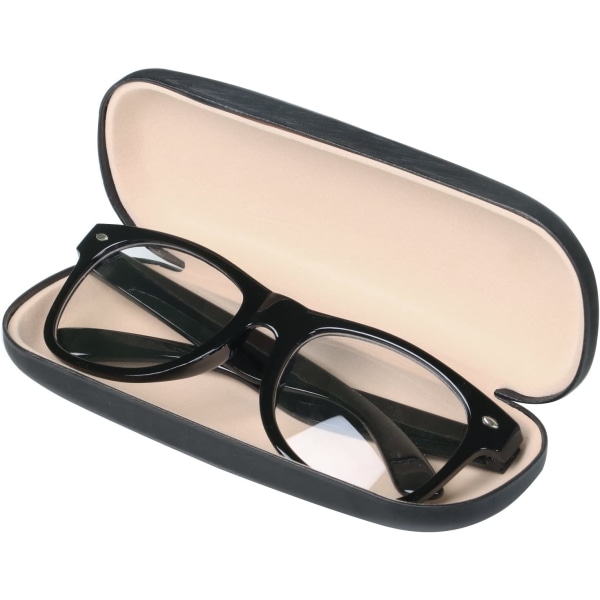 Sort imiteret læder brilleetui til små eller mellemstore stel