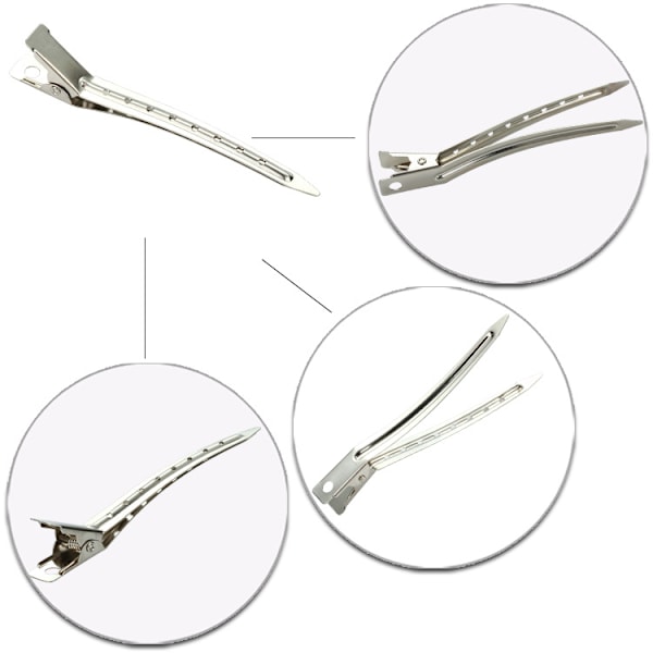 10 hårklämmor 3,5 tum silver metall krokodil barrette hårklämma