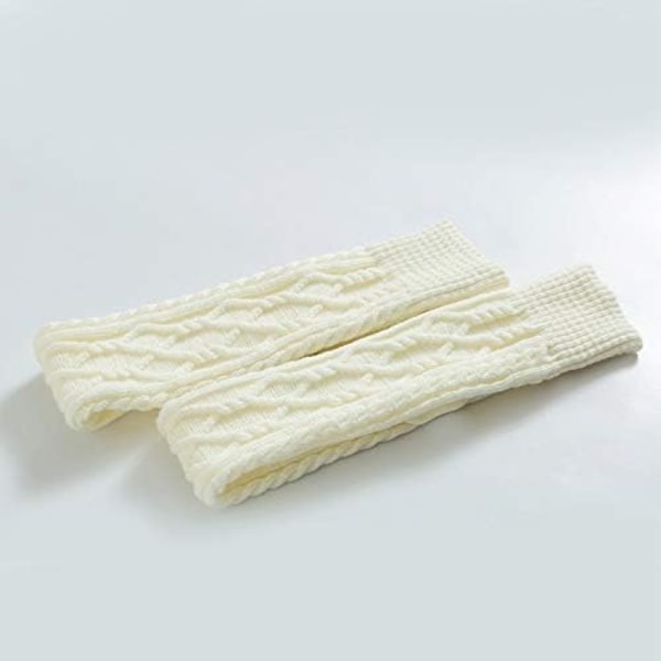 Lange strik sokker til kvinder - hvide, varme vinterlår høje sokker,