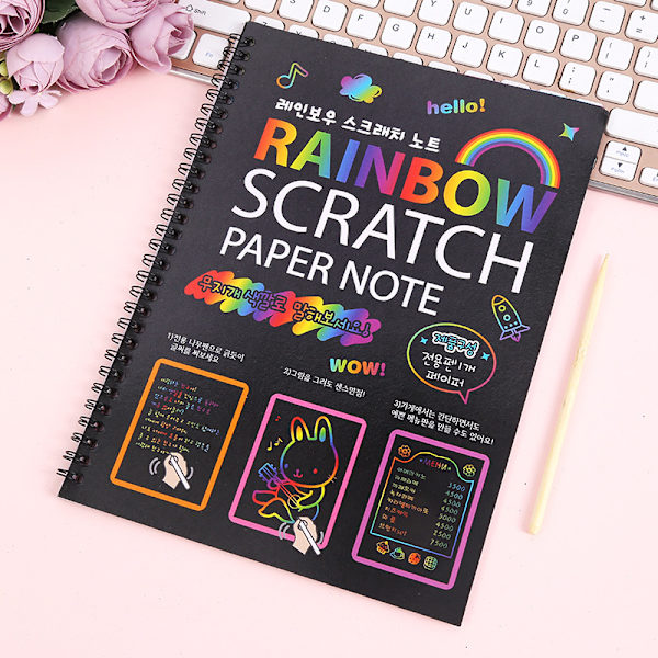 10 stk. Store Scratch-bøger Børns DIY Farverige Scratch Pai