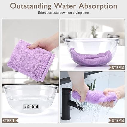 3-pak (lilla) Mikrofiber Hår Tørring Håndklæde Wrap Super Absorberende
