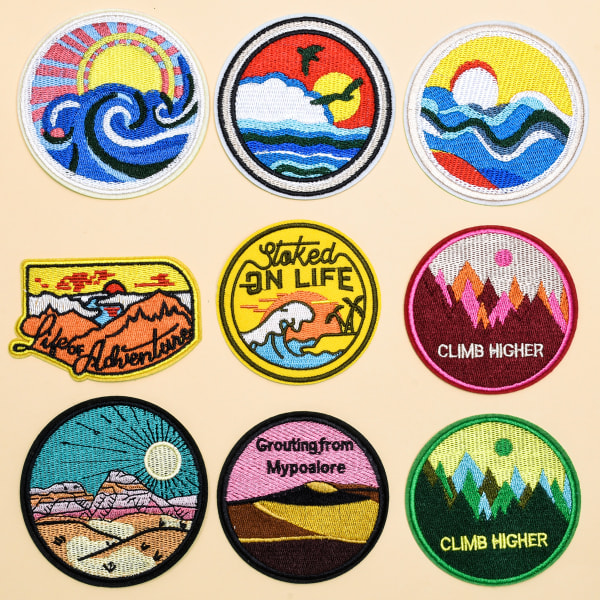 9 Pack Embroidered Patches, Round Embroidered Patches, Decorative