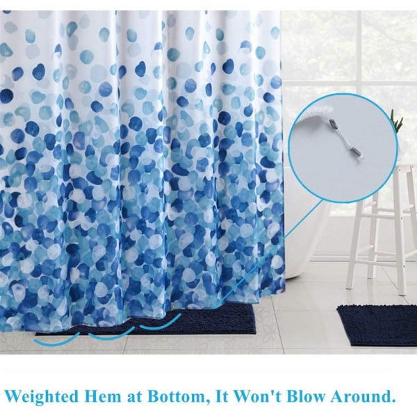 Sininen suihkuverho 180x180 cm, vedenpitävä polyesterikangas, mieto