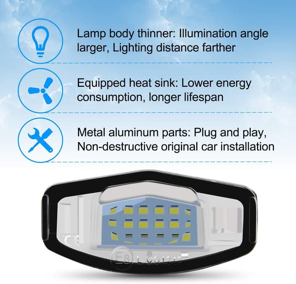 2 stk. LED Auto Nummerpladelys Pærer Super Bright CanBus N