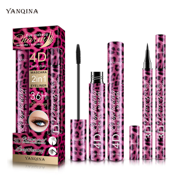 Rød leopard eyeliner pen + øjen sort dragt vandtæt og lang-