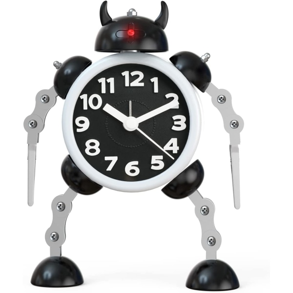 Robot Alarm Clock, Ultra-Quiet Non Ticking Analog Alarm Clock wi