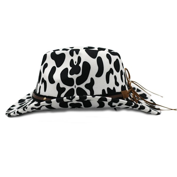 Lehmänkuvioinen huopahattu Western Cowboy Top Hat Ulkoilumatka H