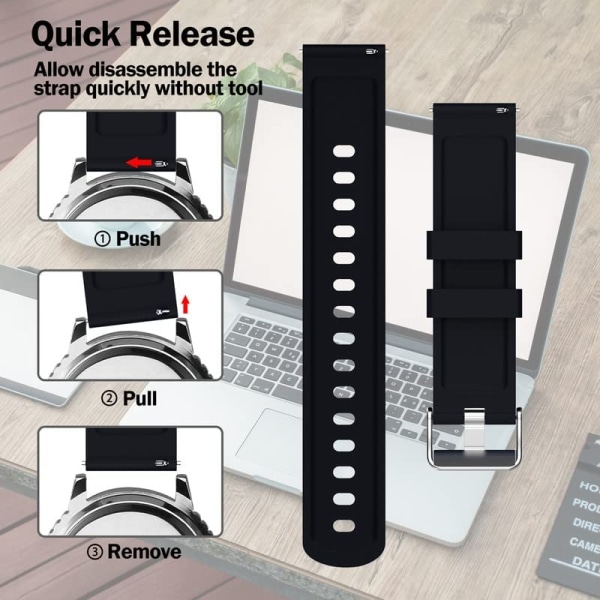22mm Smartwatch Strap- 2stk Silikon Quick Release Straps, Repla