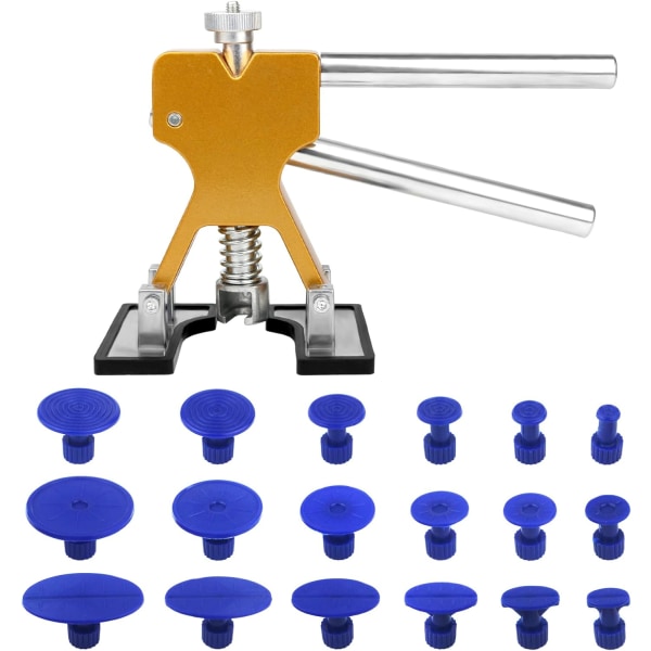Gul - Verktygsset för lackfri buckelavlägsning, verktyg för karosseribuckelavlägsning med 18 sugkoppar, blå, för bilar, kylskåp, motorcyklar, tvättmaskiner