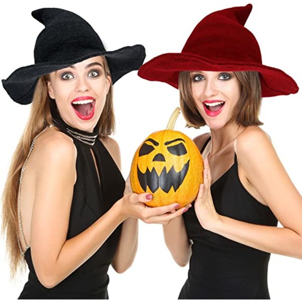 2-pak Halloween heksehat Varme uldhatte til kvinder Hal