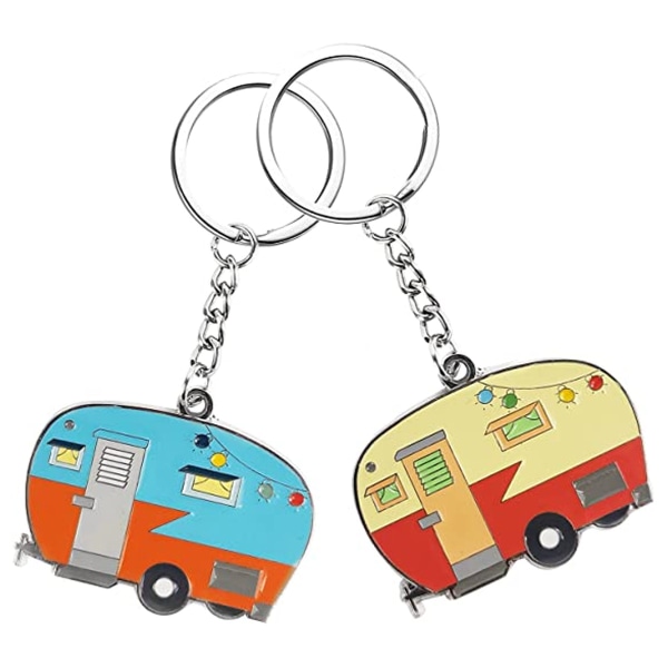 Happy RV Camper -avaimenperä, asuntovaunuavaimenperä, pariskunnan avaimenperäsarja, leirintälahjat