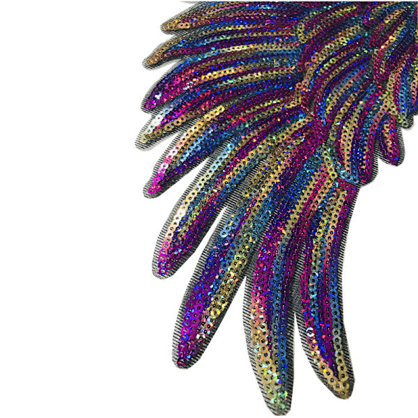 Englevinger Sequin Patch (Blå) - Brodert Mønster Vingestik