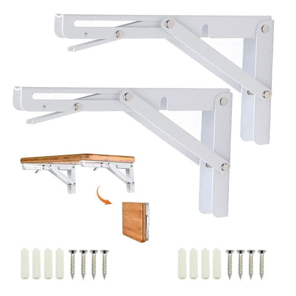 Folding Bracket 400mm, 2 stk. Svart Folding Console Bracket, Folding Shelf Brackets Load, Heavy Duty Retractable Foldi