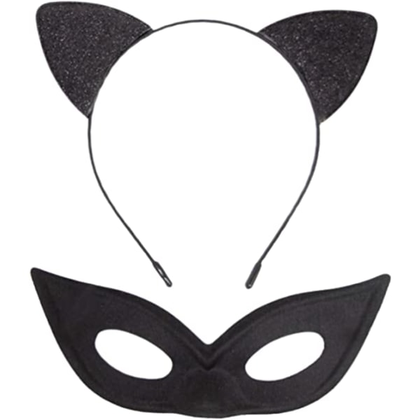 Glitter Cat Ear Head + Cat Mask | Barne- og voksenfest, jul