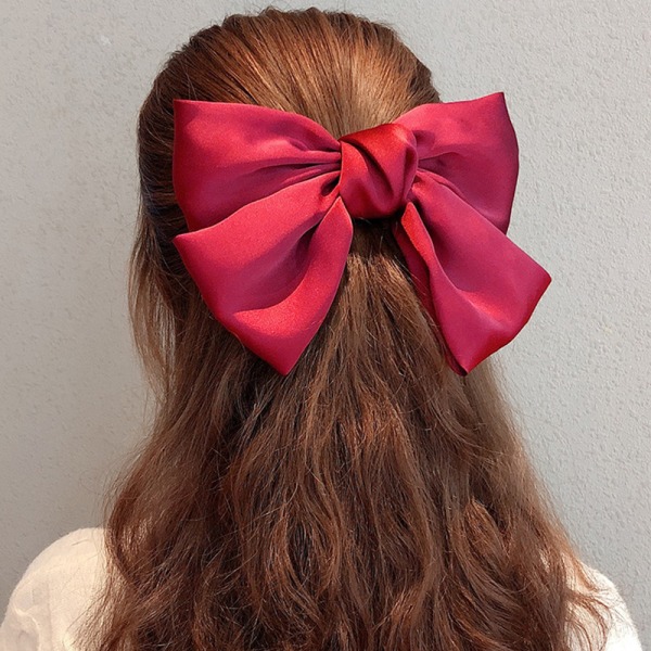 Vintage satin sløjfe hårspænder til kvinder og piger - rød