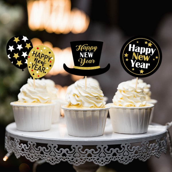 12 kpl 2023 New Year's Day Cake Plug in NEW YEAR New Year
