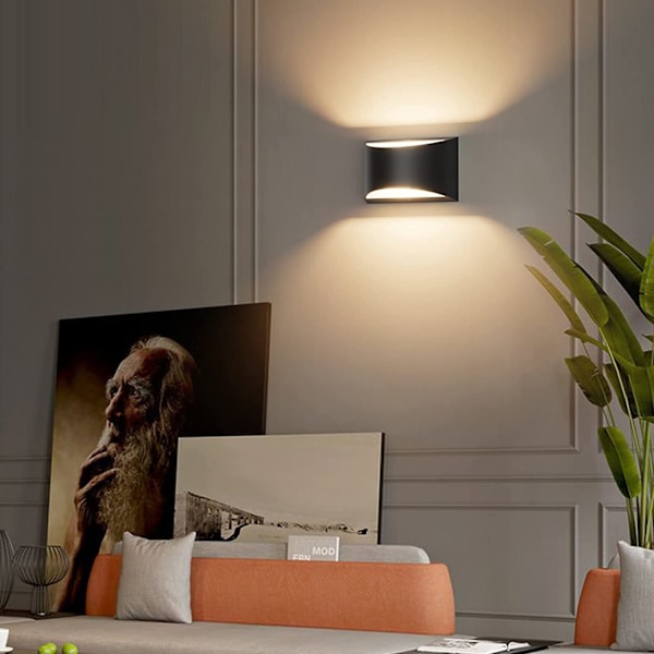 Svart modern LED-vägglampa inomhus vägglampor set om 2 upp och