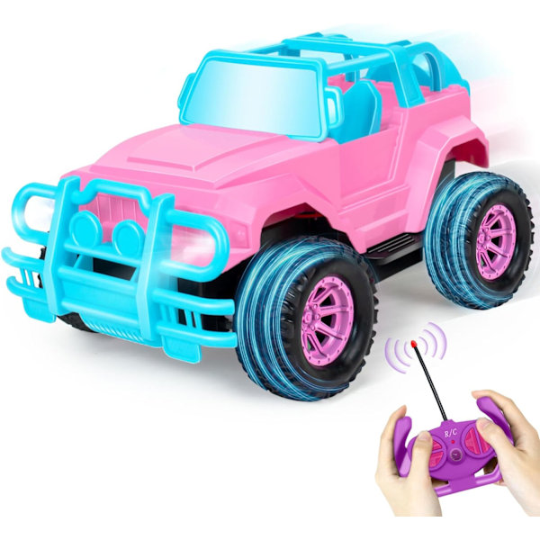 Fjernstyrt bil RC Racing Cars, 1:18 skala fjernstyrt monstertruck, 2.4Ghz LED lys Off-Road Rc biler (Rosa)