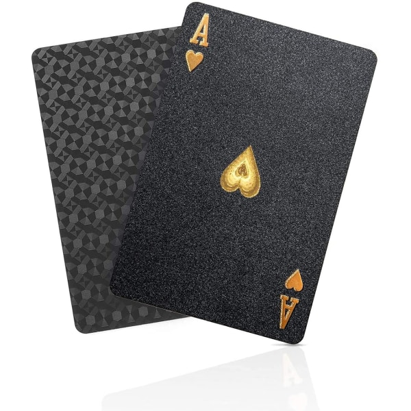 Pokerkortspill - vanntett plast diamant svart nyhetskort