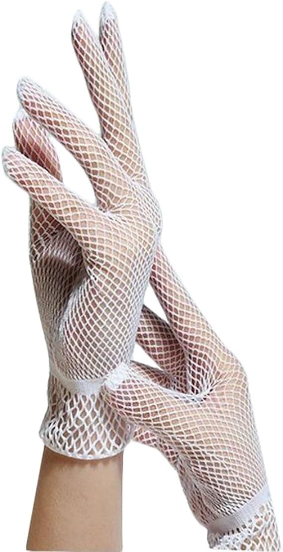 Hvide - Fishnet Lace Handsker - Lange Mesh Handsker