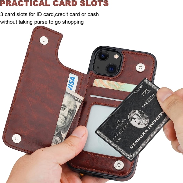Yhteensopiva iPhone 13 case kanssa, jossa on korttipidike, PU-nahka