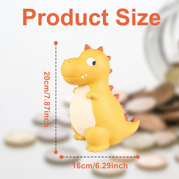 Dinosaurie Spargris Barn Dinosaurier Spargris: Dinosaurie Spargris Flickor Pojkar Spargrisar För Dekoration, Okrossbar Spargris, Säkert PVC-Material (Gul)
