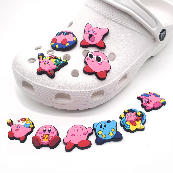 10 delar 3D Clog Sandals Ornament (Kirby), Skoberlocker, Söt Sko