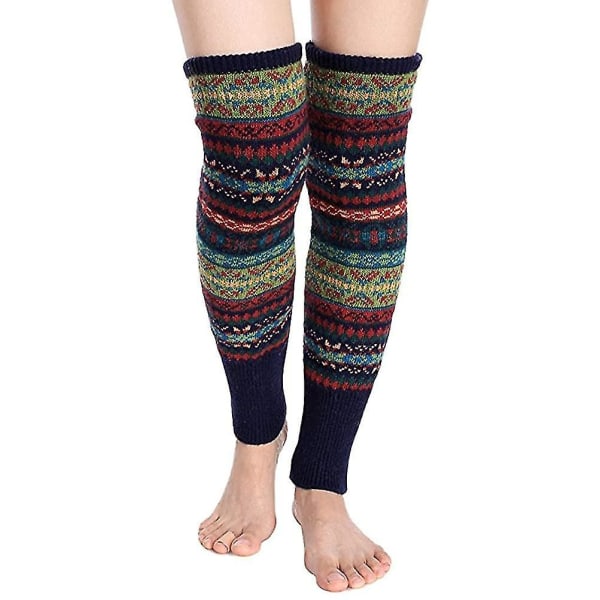 Women Knee High Socks Winter Bohemian Boots Cuffs Knitted Crochet