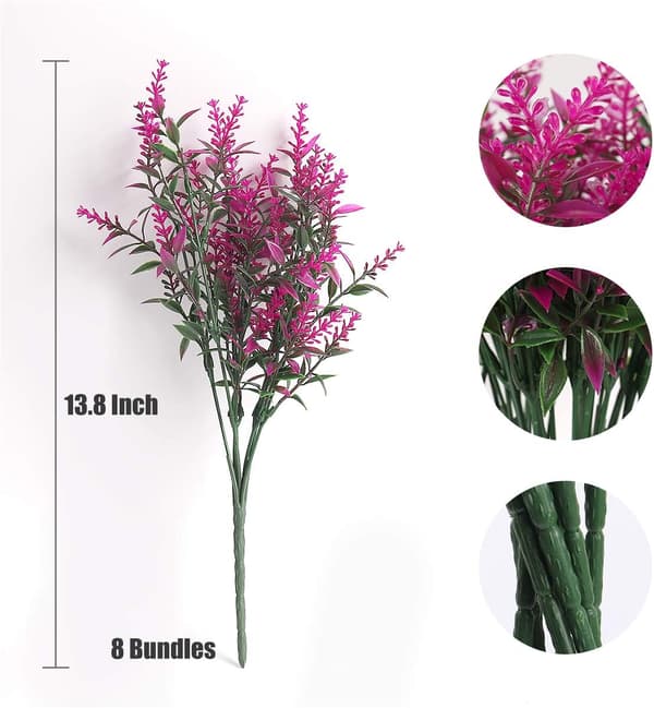 9 buketter konstgjorda blommor, utomhusväxter, UV-resistenta