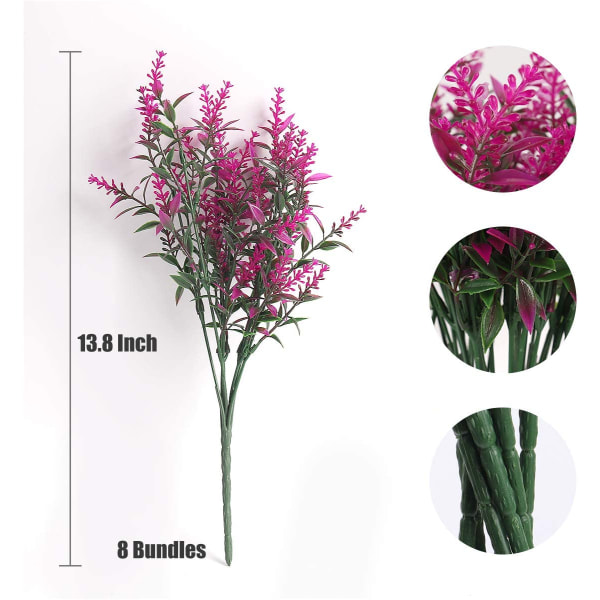 9 bundter kunstige blomster, udendørs planter, UV-bestandig